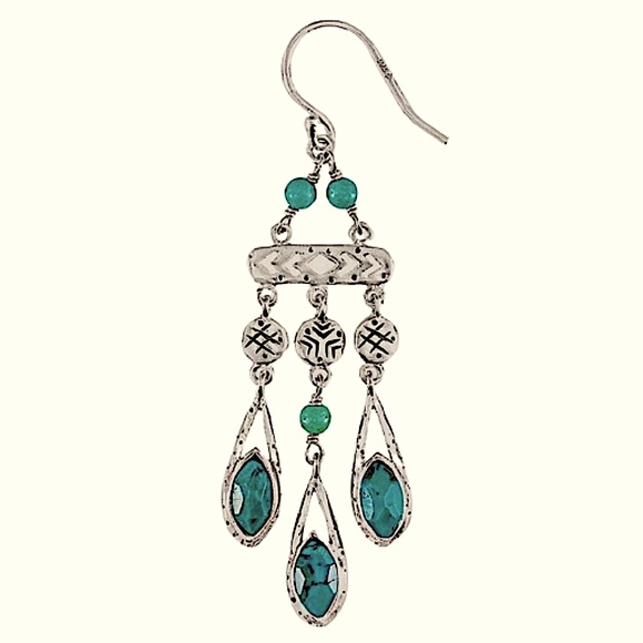 SILPADA Turquoise Magnesite Sterling Silver Chandelier Drop Earrings W2838 - Picture 4 of 4